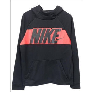 Nike Dri-FIT Hoodie Youth XL Black Red Logo Athletic Pullover